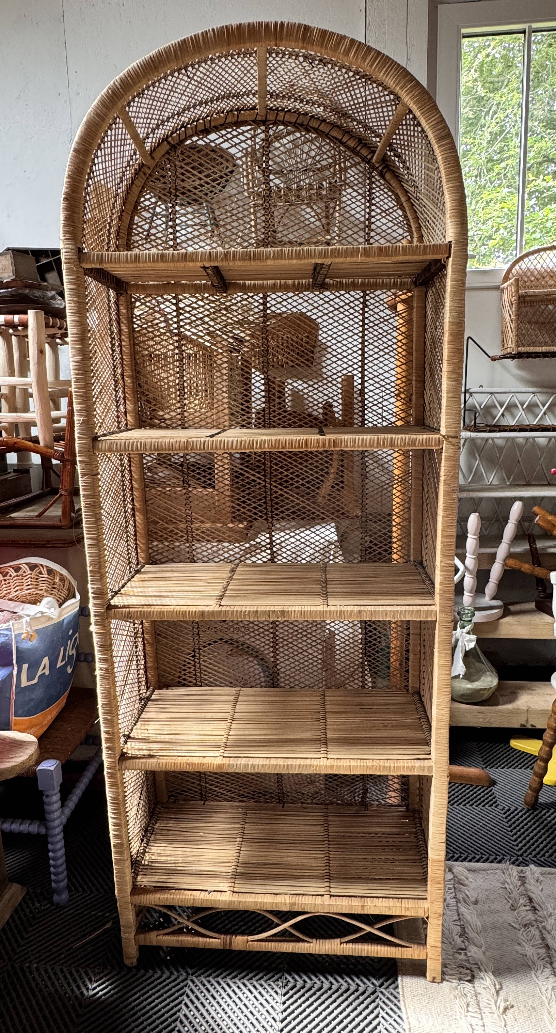 vintage rattan bookshelf