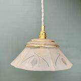 Vintage frosted glass lampshade pendant light