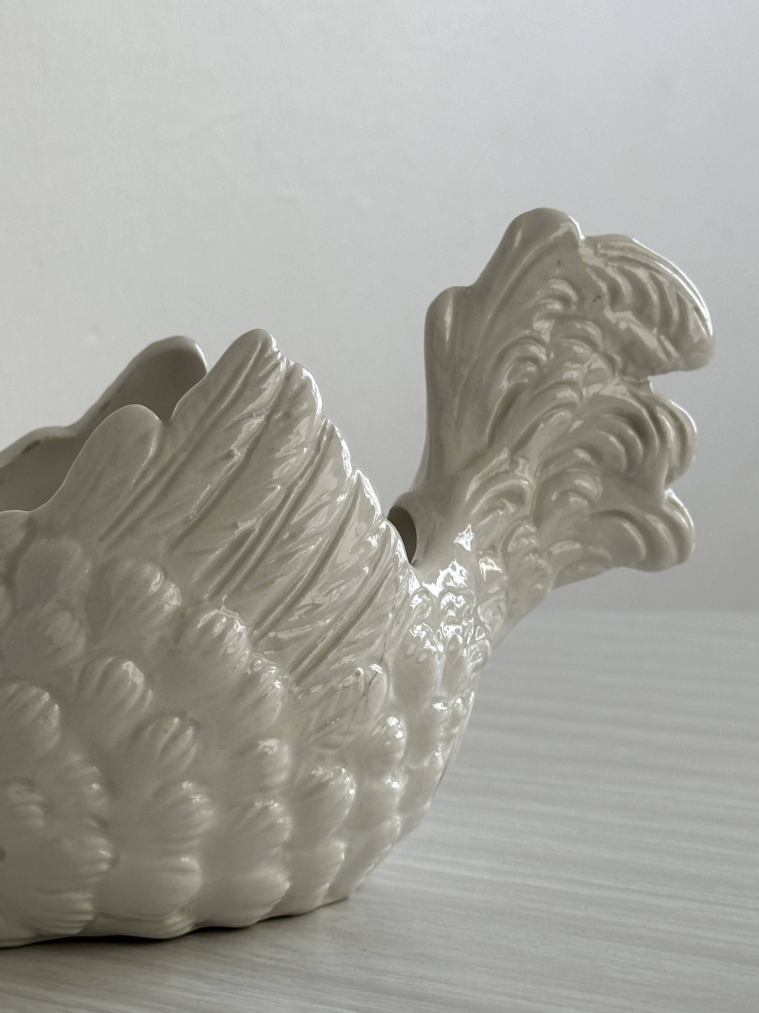 Pottery ceramic rooster - dish.