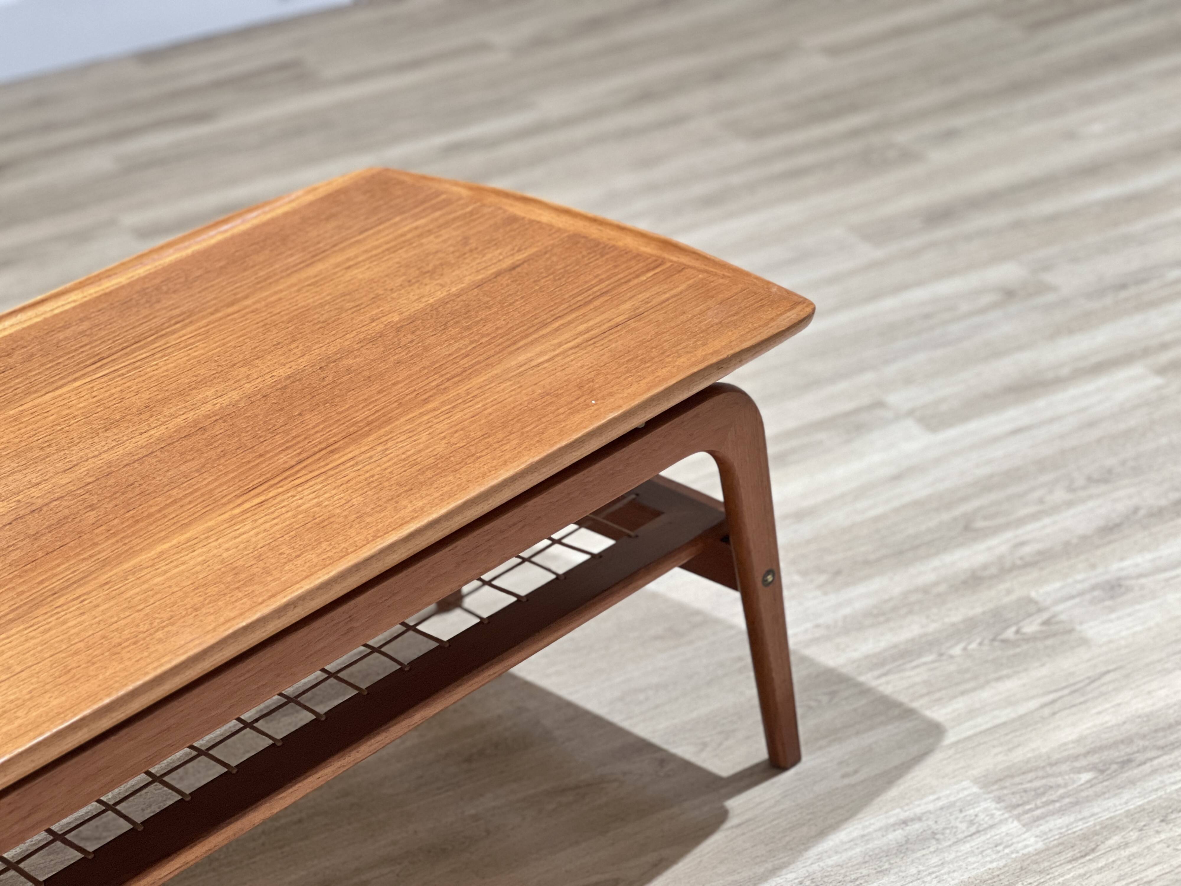 Arne Hovmand-Olsen coffee table with a rattan rack