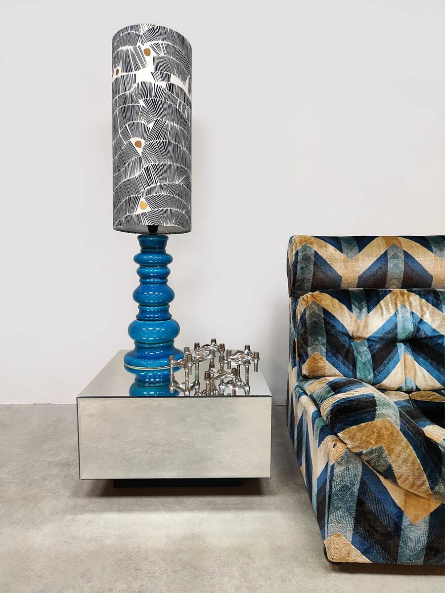 Vintage Belgium design ceramic table lamp 'Ocean blue'