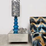 Vintage Belgium design ceramic table lamp 'Ocean blue'