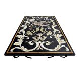20th Century Italian Handmade Wrought Iron Coffee Table Frame Inlaid Marble