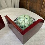 Serres-livres vintage en bois, mappemondes rotatives