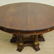 Large extendable round table – column base – Empire period / mahogany