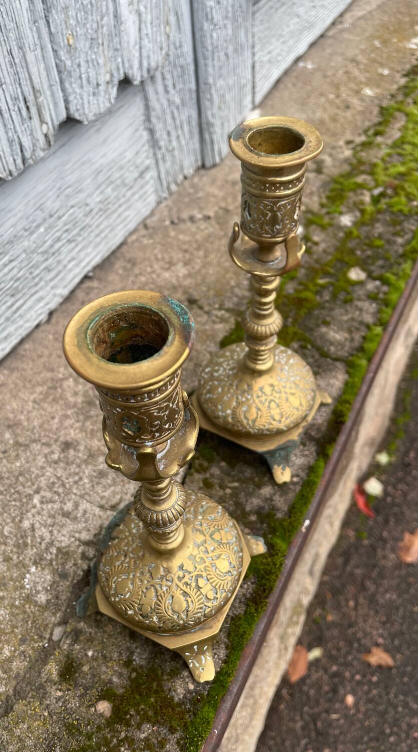 Old pair of candlesticks