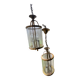 Pair of glass and brass chandeliers