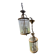 Pair of glass and brass chandeliers