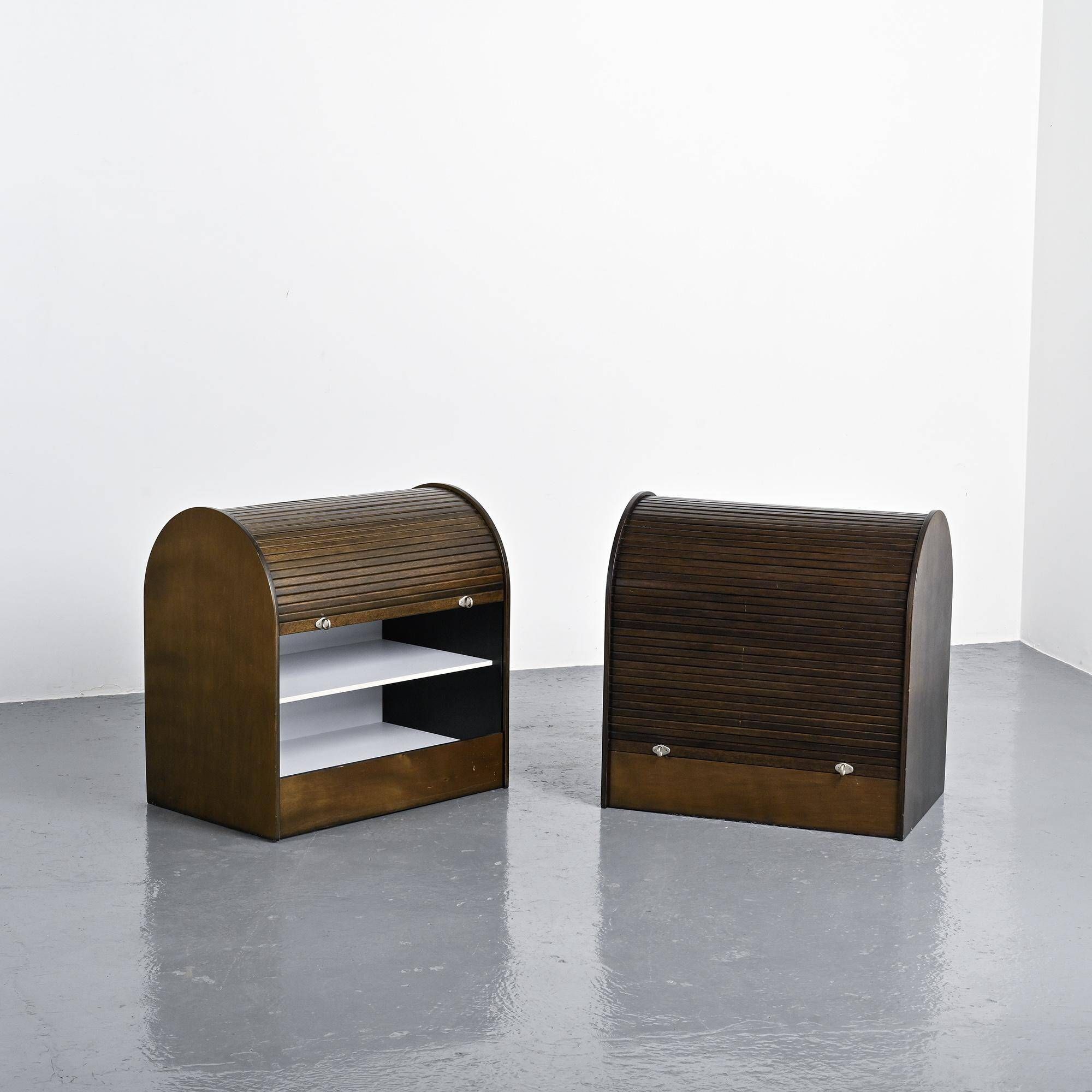 Pair of louvered furniture by Klaus Vogt for Thut Möbel, circa 1970.