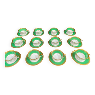 Complete set of 12 Art Deco fine porcelain cups and saucers Ros.