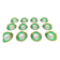 Complete set of 12 Art Deco fine porcelain cups and saucers Ros.