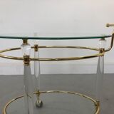 Italian Brass & Glass Bar Serving Cart Trolley, 1970s