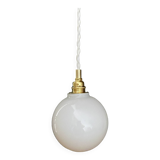 Vintage globe pendant light in white opaline