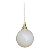 Vintage globe pendant light in white opaline
