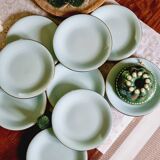 9 assiettes desserts bleu ciel doré
