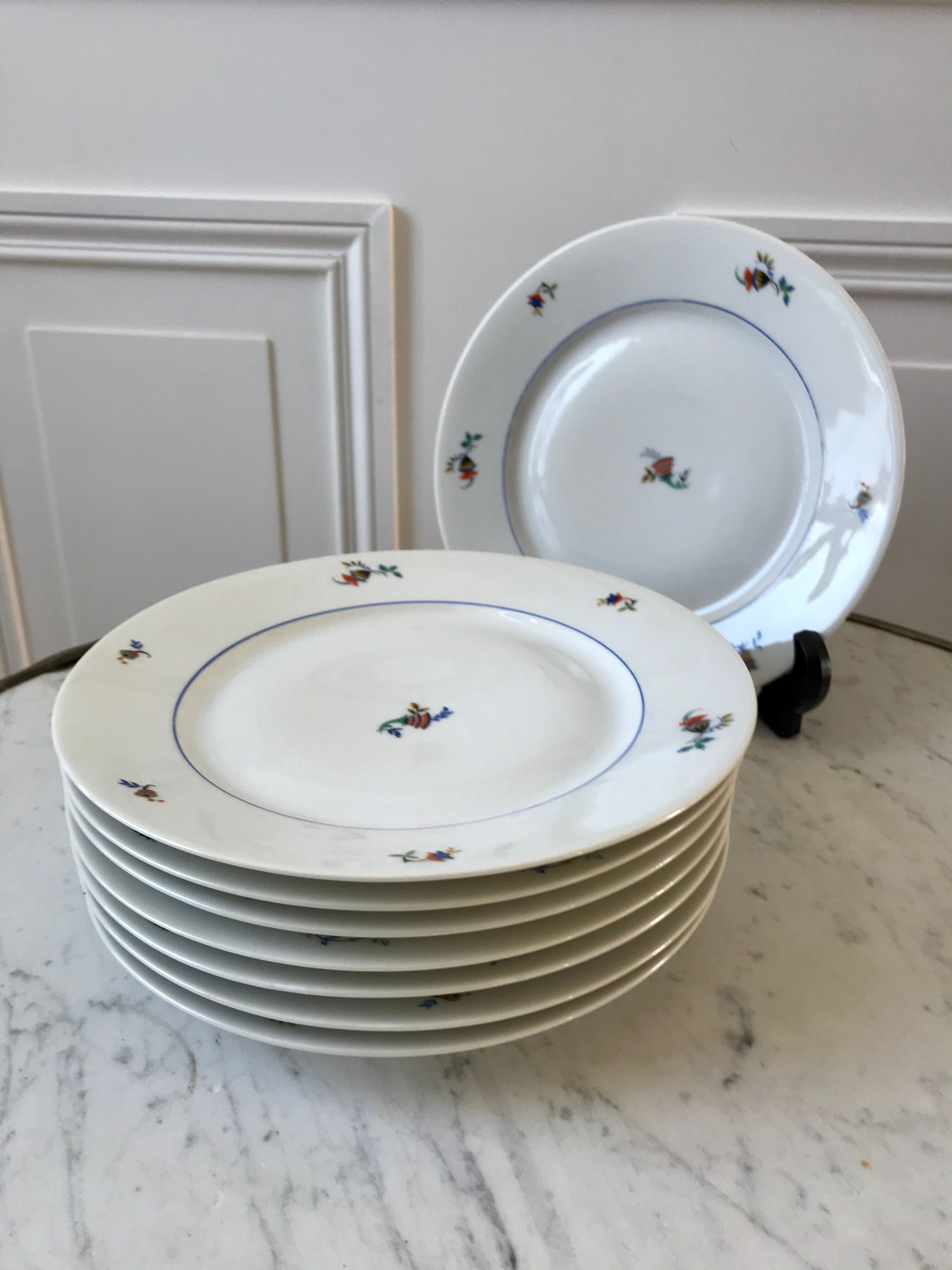 Set of 8 dessert plates Made in France registered model "Czech" years 50-60
