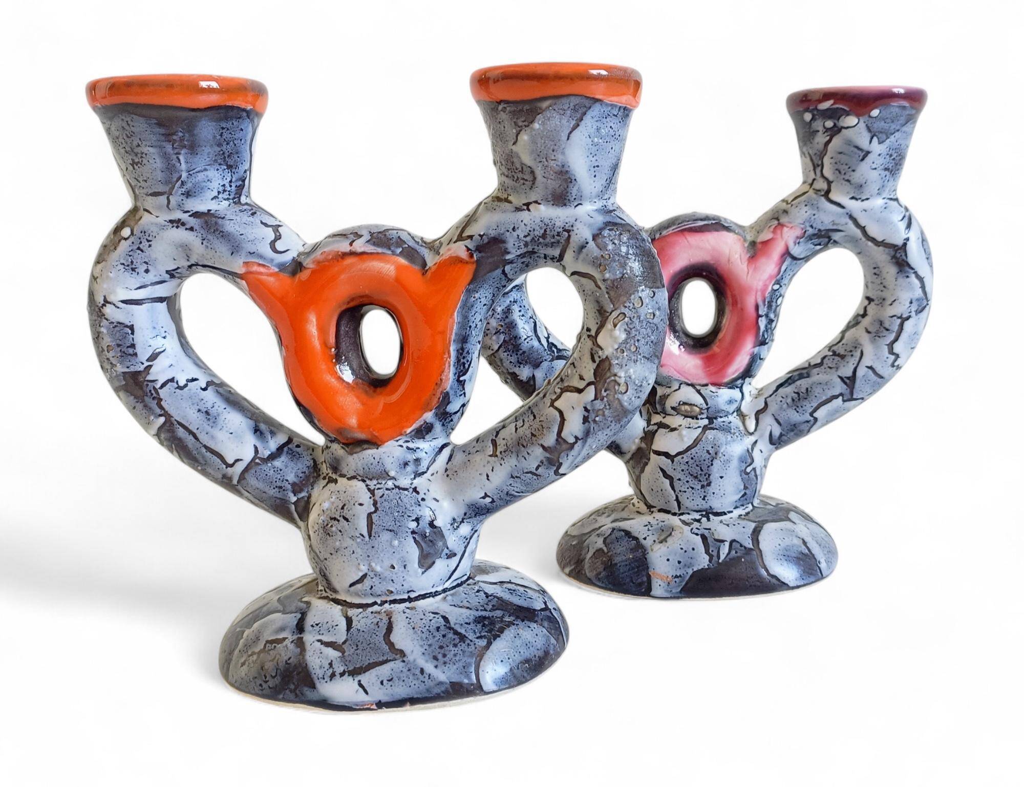 Candelabre en céramique du milieu du siècle par Vallauris, style Gaudí, France, années 1950.
