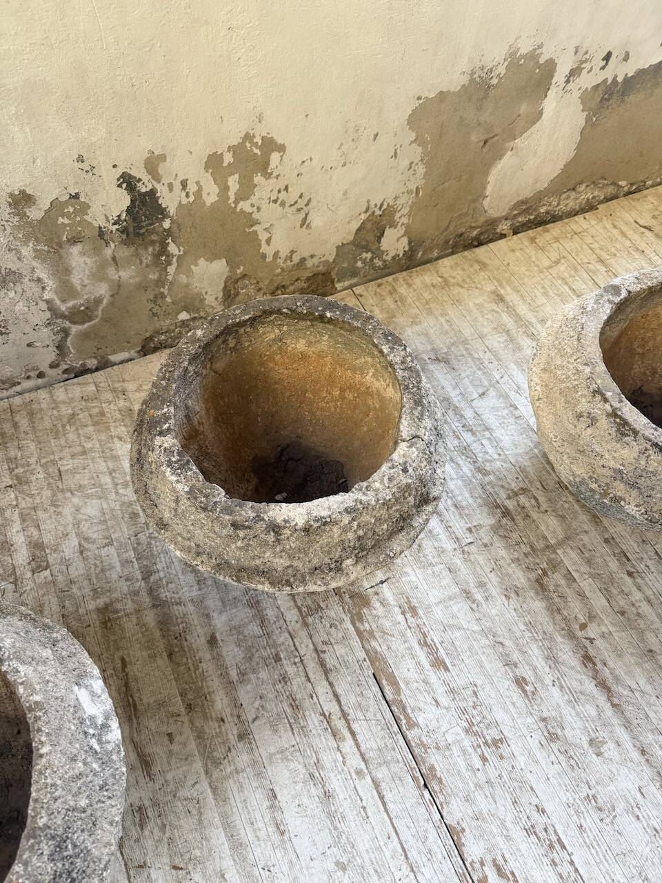 Trio of stone and cement planters, early 1900s