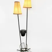 Wrought iron magazine rack floor lamp 1950s