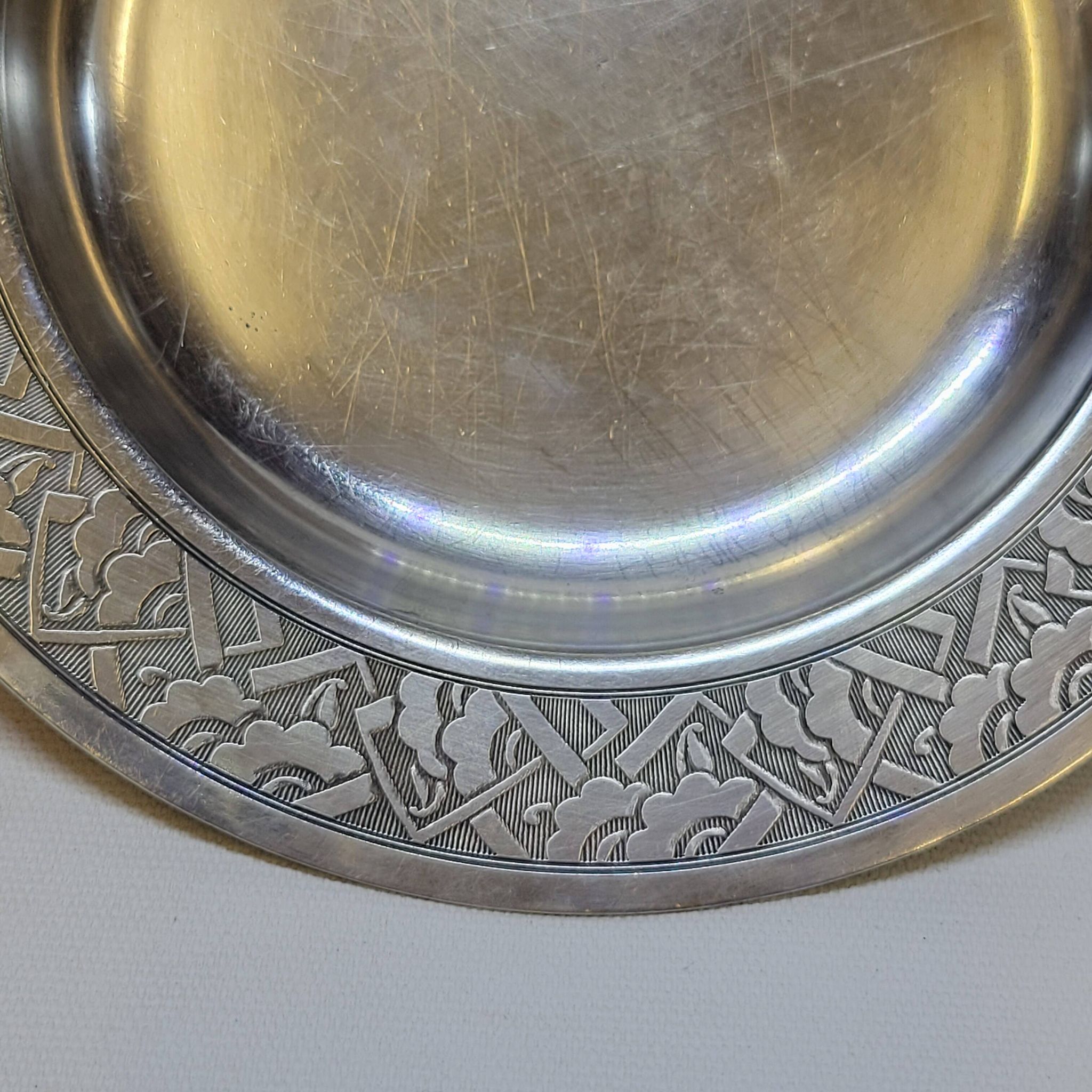 Empty Pocket Bowl Old Art Deco Bouille Plate In Silver Metal