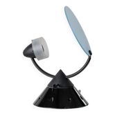 Vintage Lamperti Sestante desk lamp in blue frosted glass and black metal, Memphis-style Italian design from the 1980s