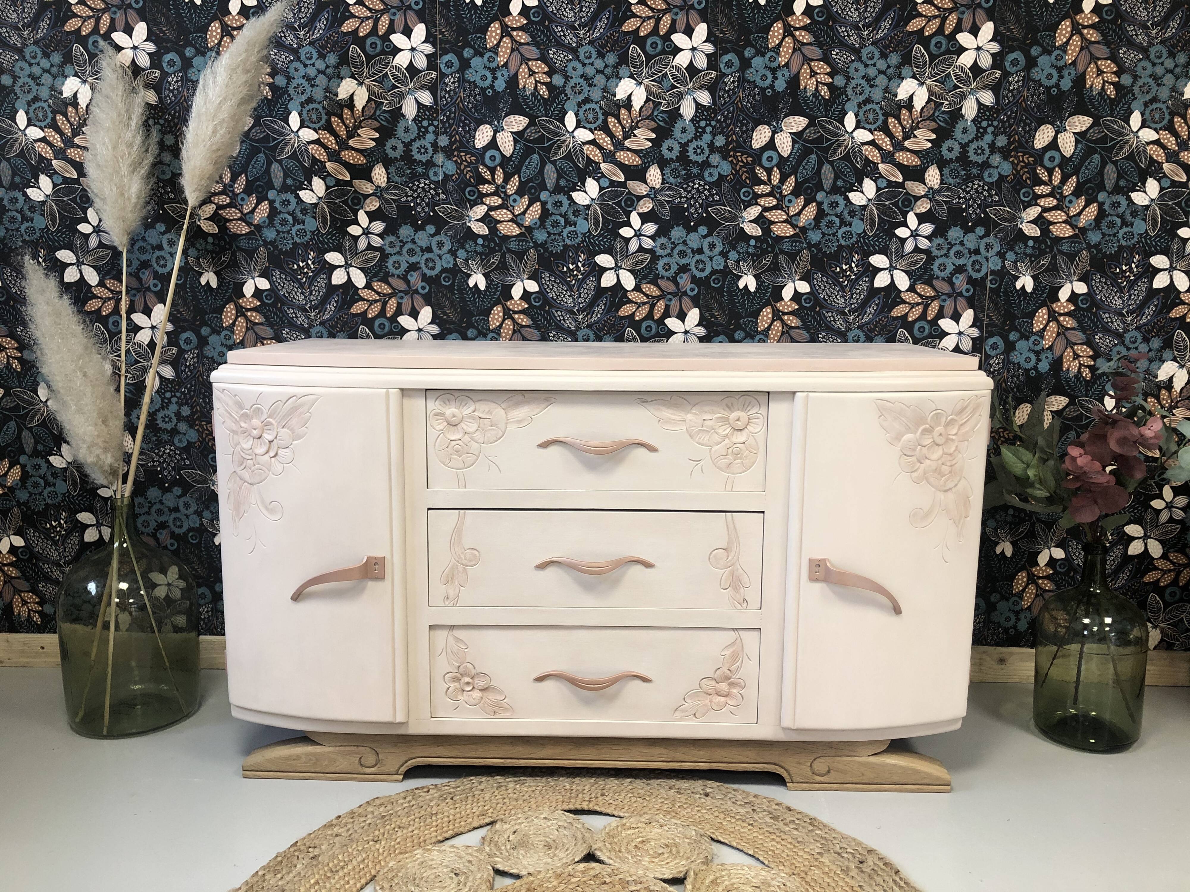 Commode Art Déco pied moustache  relookée