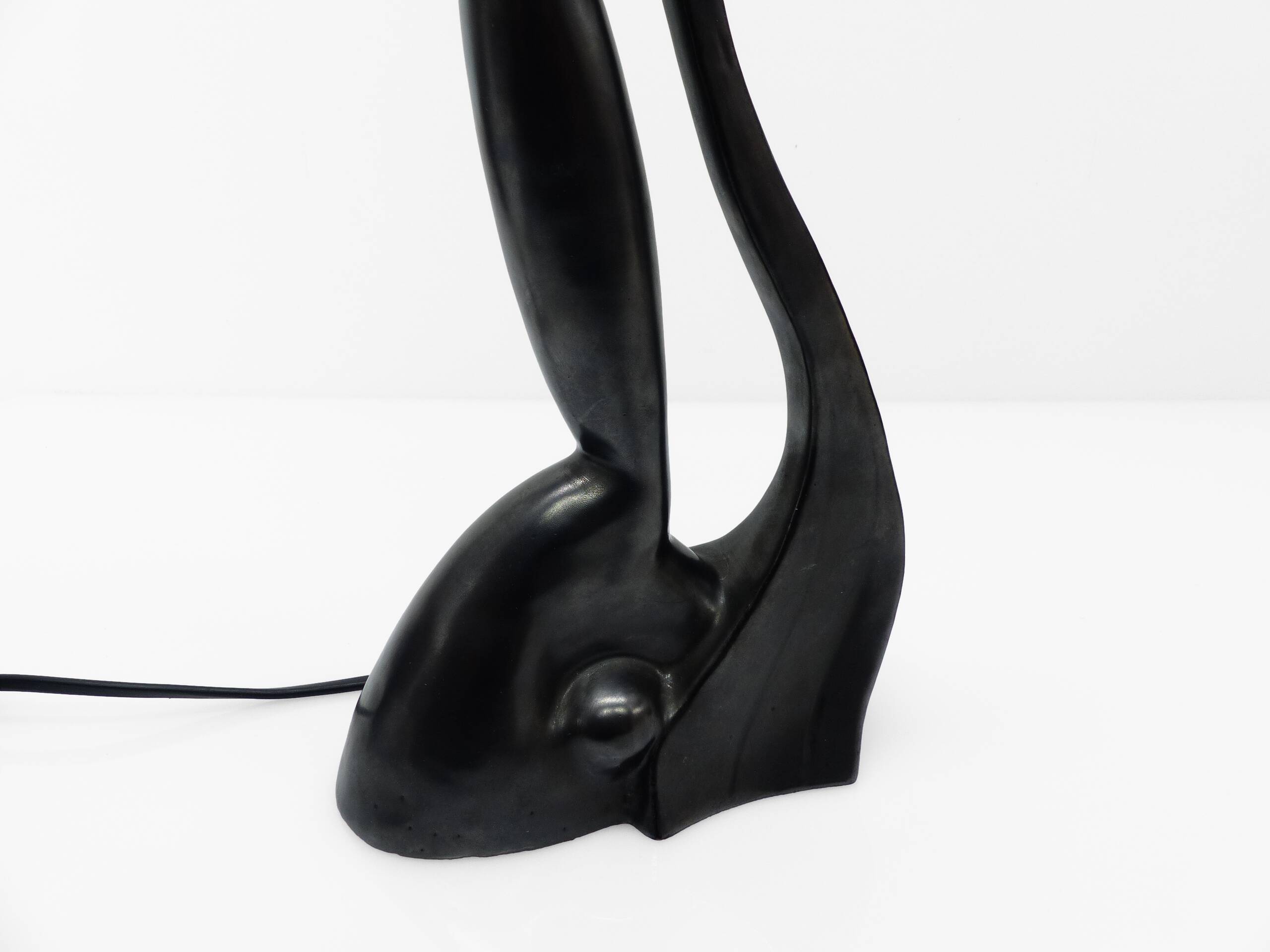 Anthropomorphic sculptural lamp base in black ceramic, Gil Agnoloni, I