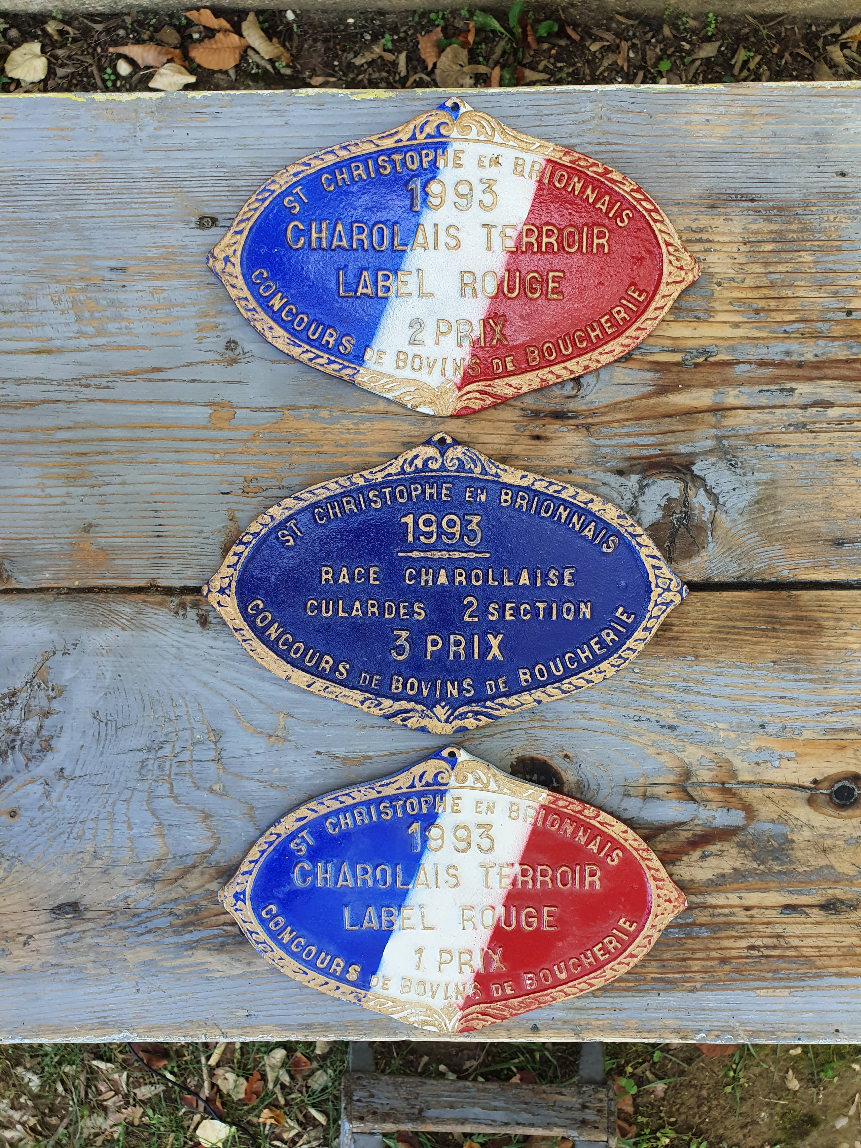 3 plaques de concours agricole- Charolais français