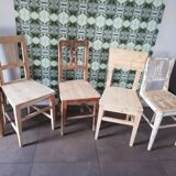 5 chaises en bois vintage