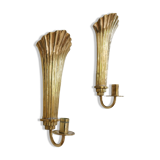 Pair of Art Deco brass wall sconces by Holmström, Arvika, Sweden, 1940s.