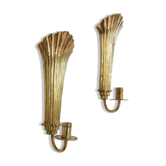 Pair of Art Deco brass wall sconces by Holmström, Arvika, Sweden, 1940s.