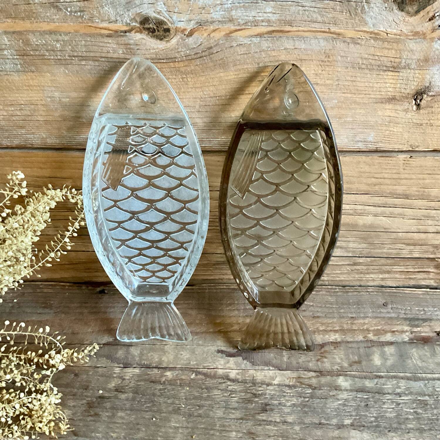 Duo of vintage glass fish bowls