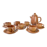Vintage speckled stoneware coffee set Sarreguemines France from the 1950s