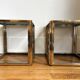 Paire de gueridon / bouts de canapé / chevets, chrome et doré, 1970s