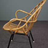 Rattan armchair with armrests Dutch Design 1960