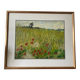 Oil painting on paper by marcel juillard, poppy fields, wooden frame