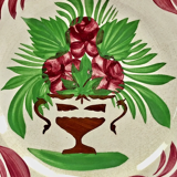 7 dessert plates XIX Sarreguemines stencil decoration