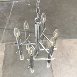 Italian chrome and acrylic chandelier from the space age mid-century by Gaetano Sciolari, 1960s.