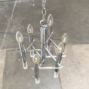 Italian chrome and acrylic chandelier from the space age mid-century by Gaetano Sciolari, 1960s.