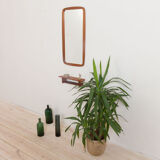 JM teak mirror with organic shape teak console, Denmark, 60s