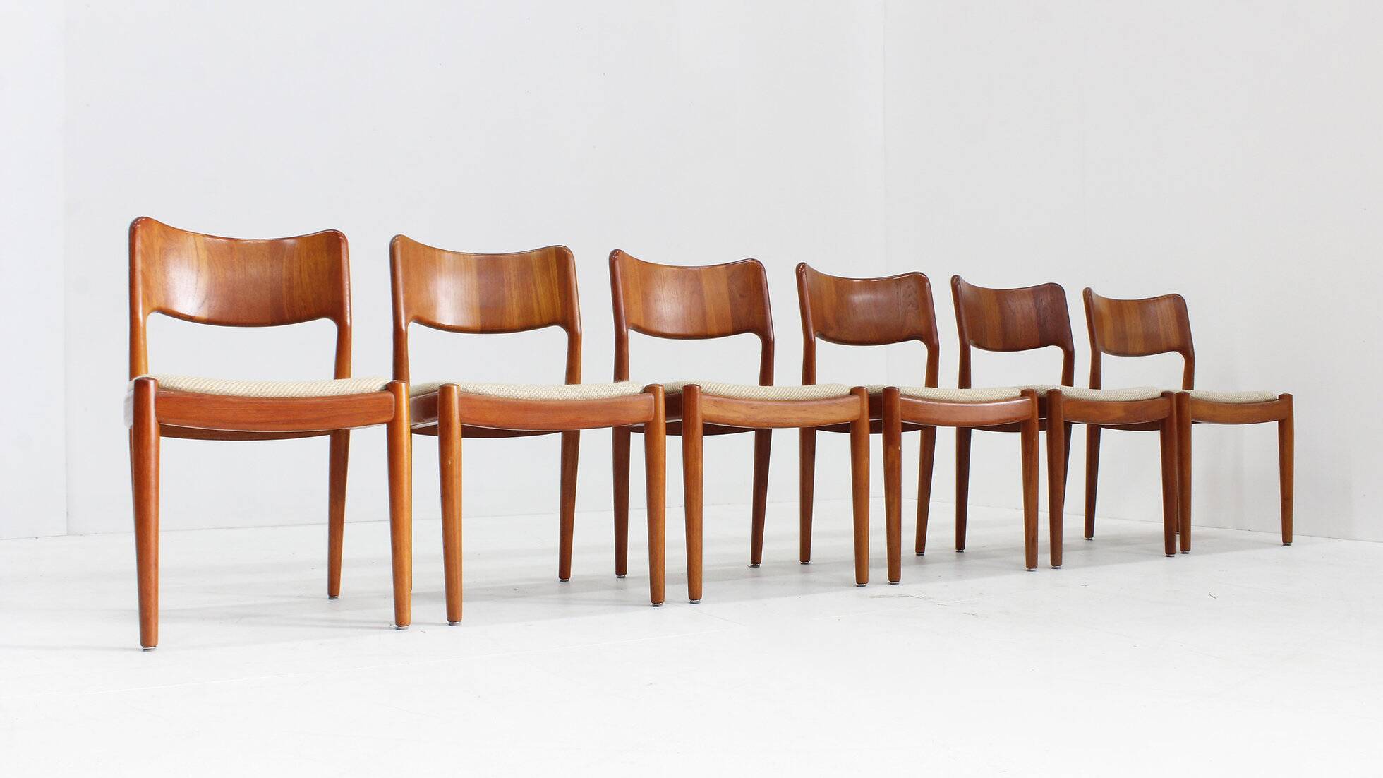 Vintage Danish teak dining chairs by Glostrup, set of 6