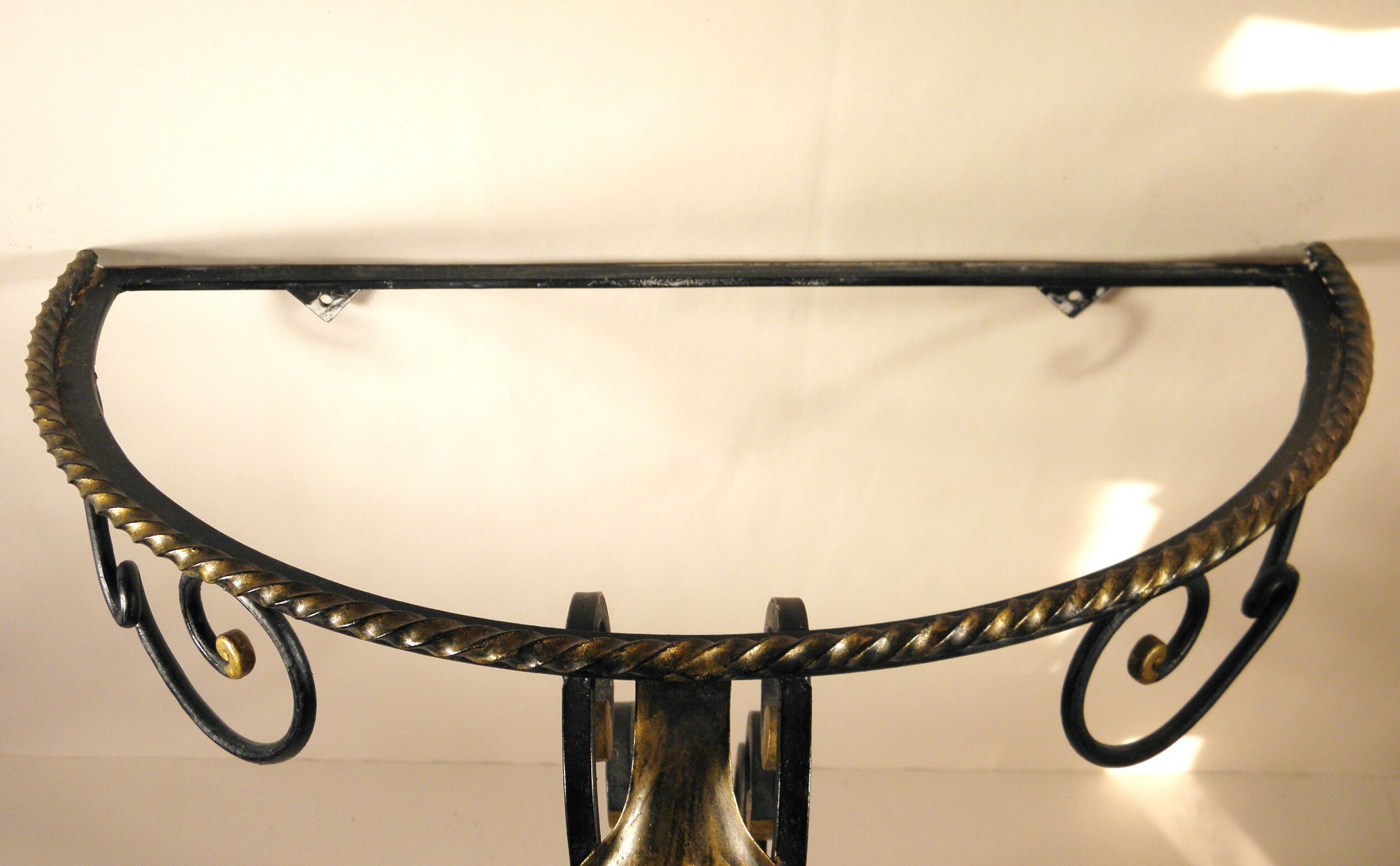 Wrought iron and marble wall console
