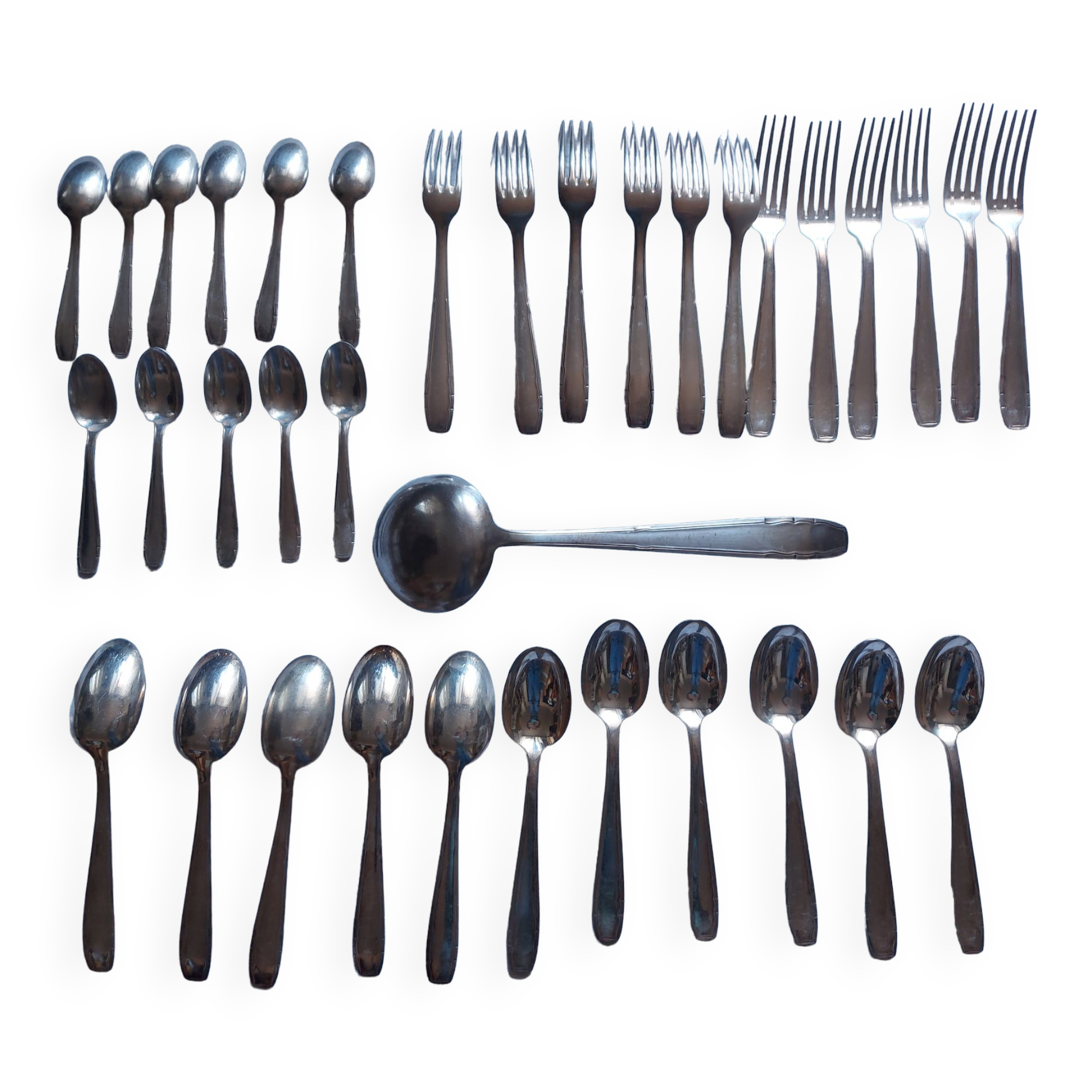 Art deco cutlery set in silver metal rex , 35 pieces