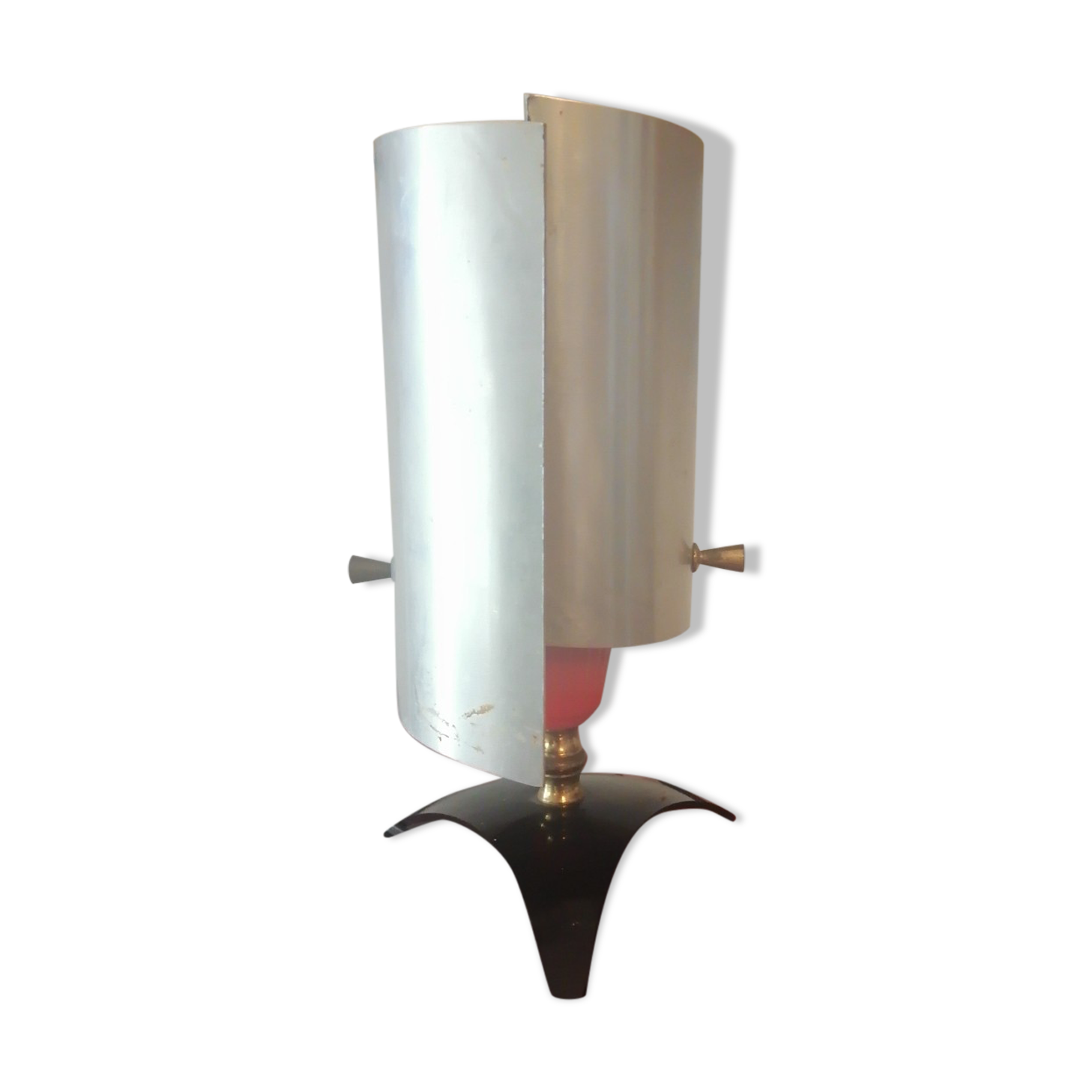 Bedside lamp desk guariche style rockabilly brushed steel 1960