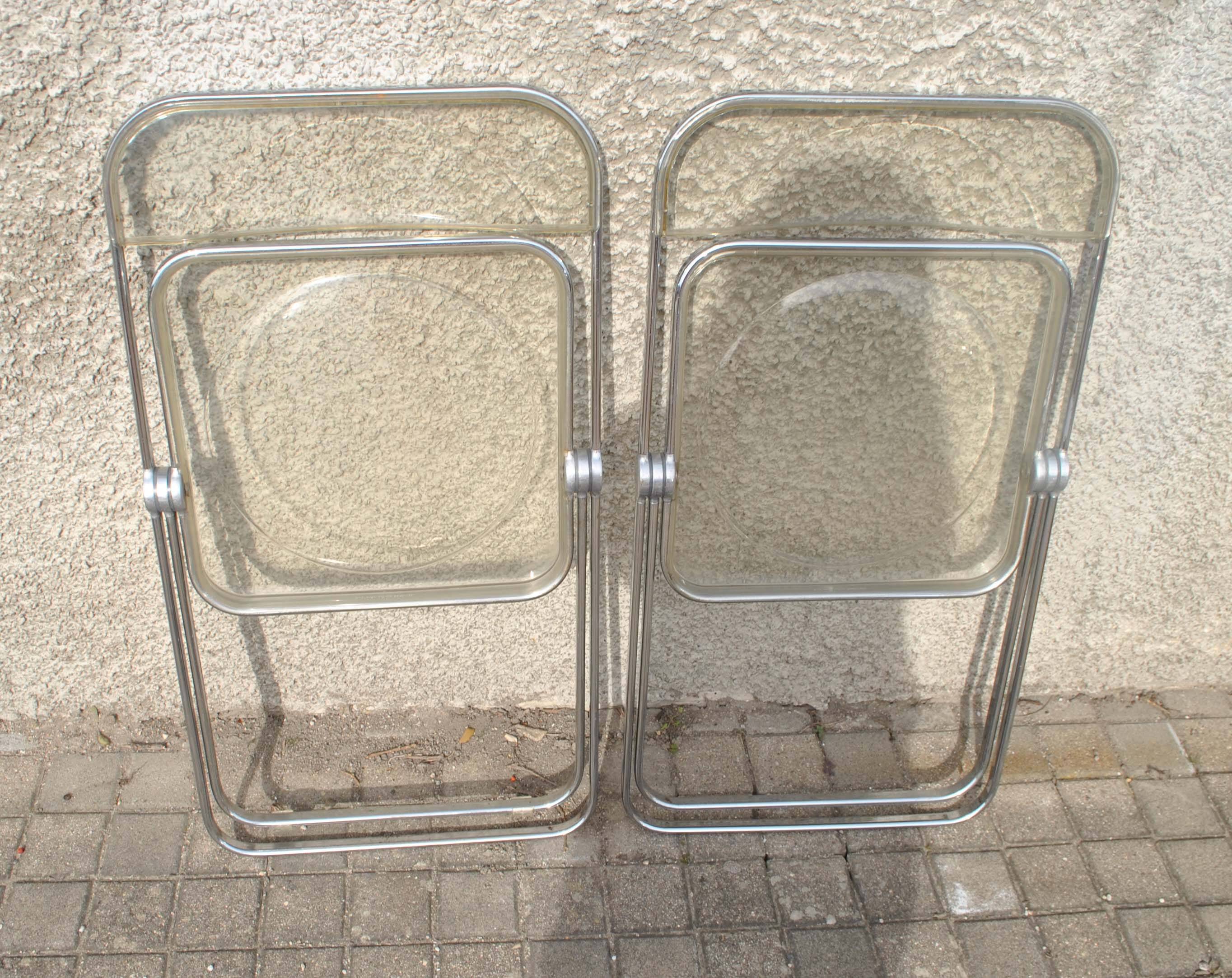 Set of 2 vintage DESIGN PLIA chairs by Giancarlo Piretti for Castelli Italy 1960s