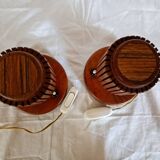 Pair of wooden bedside lamps