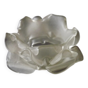 Abat-jour en verre satiné givré en forme de pétale de rose Art Déco français vintage