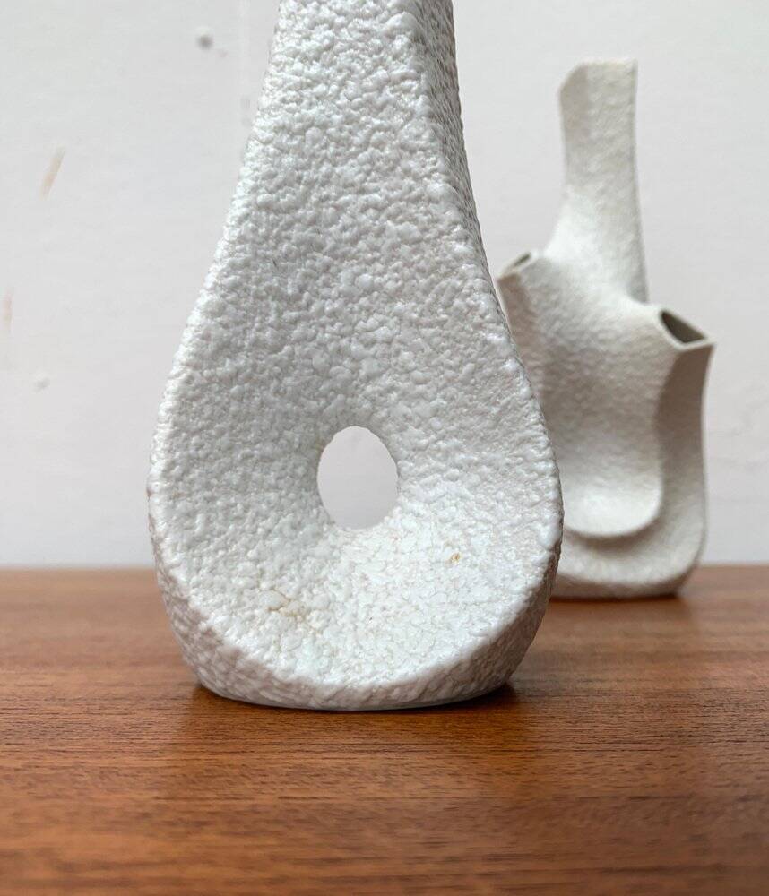 White sculptural vases by Peter Müller for Sgrafo Modern, 1960s, set of 6.