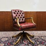 Classic English Oxblood Chesterfield Desk Chair