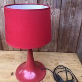 Standing lamp with vintage orange red lampshade